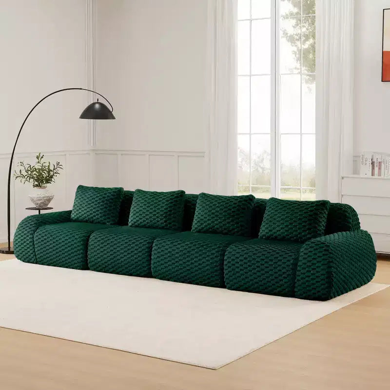 146 Modular Sectional Sofa Flannelette 4-Seater Deep Seat Buckle No Assembly Green