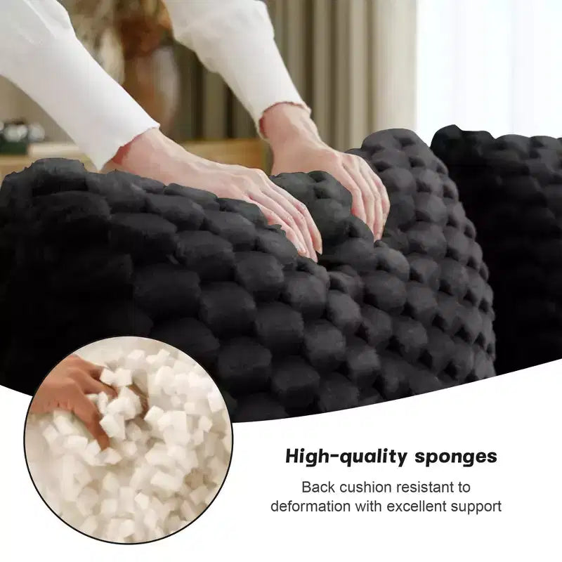 146 U-Shaped Modular Sofa Flannelette 4-Seater Ottoman Buckle No Assembly Black
