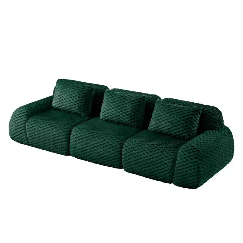 114 Modular Sectional Sofa Flannelette 3-Seater Deep Seat Buckle No Assembly Green