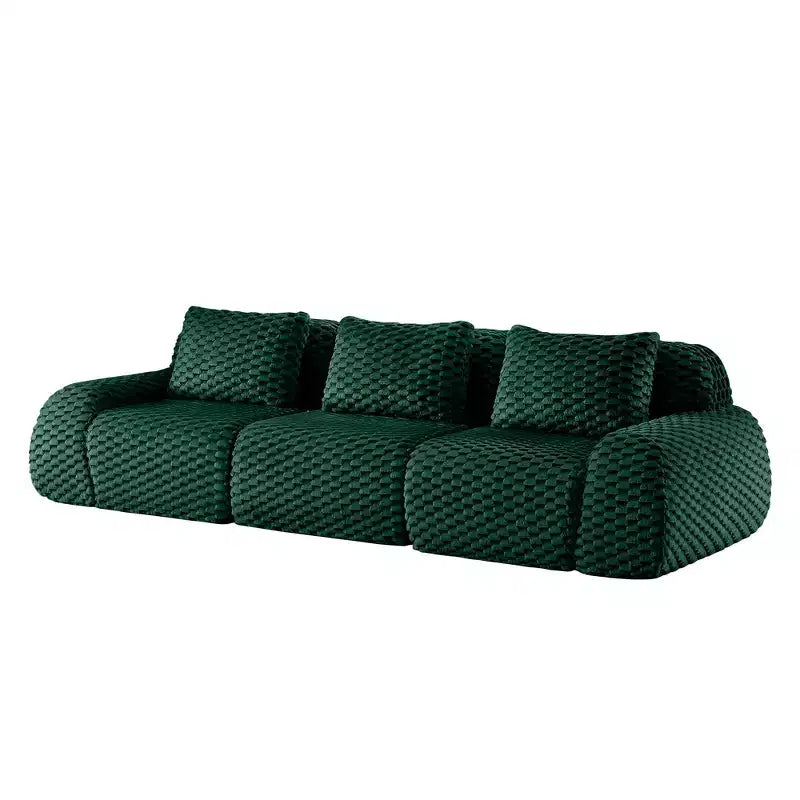 114 Modular Sectional Sofa Flannelette 3-Seater Deep Seat Buckle No Assembly Green