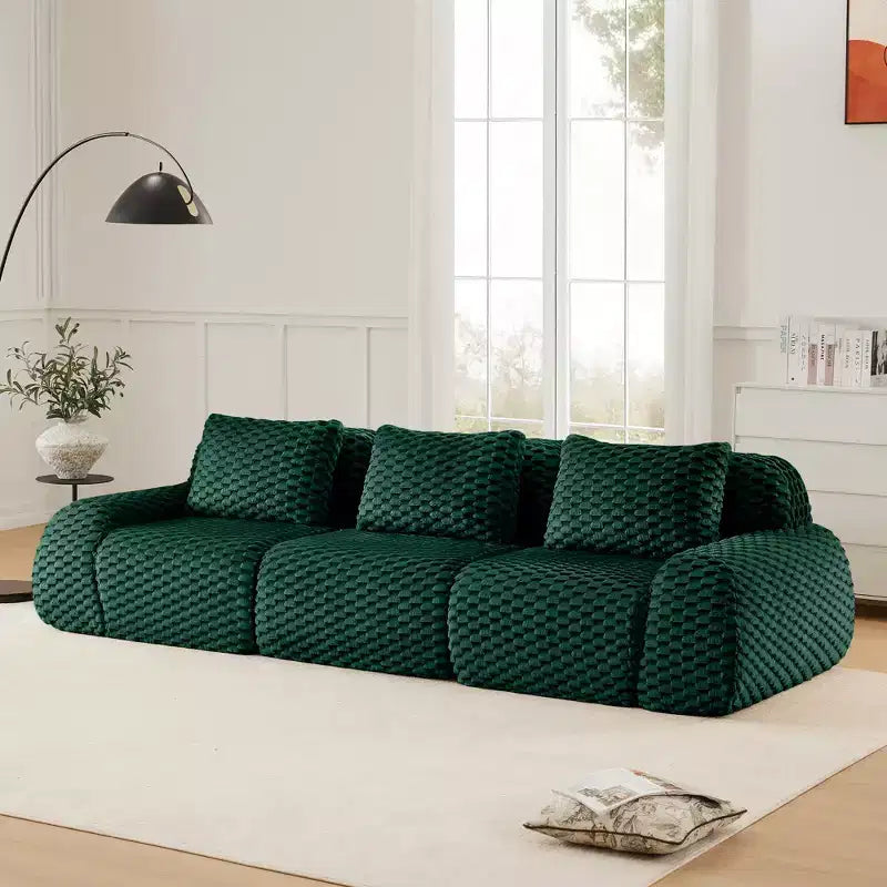 114 Modular Sectional Sofa Flannelette 3-Seater Deep Seat Buckle No Assembly Green