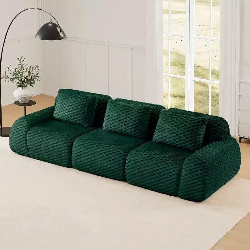 114 Modular Sectional Sofa Flannelette 3-Seater Deep Seat Buckle No Assembly Green