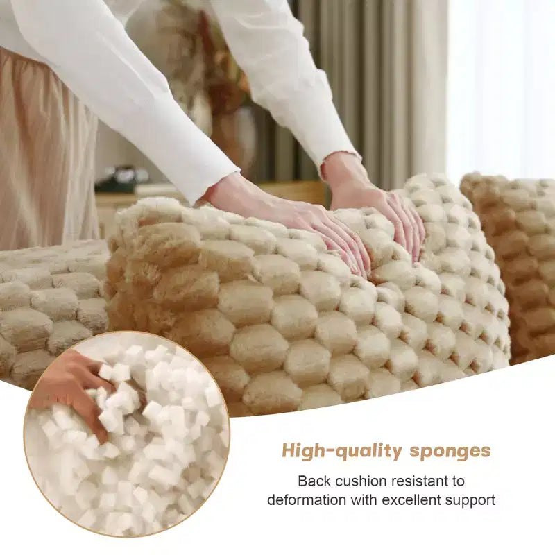 146 L-Shaped Modular Sofa Flannelette 4-Seater Ottoman Buckle No Assembly Light Camel