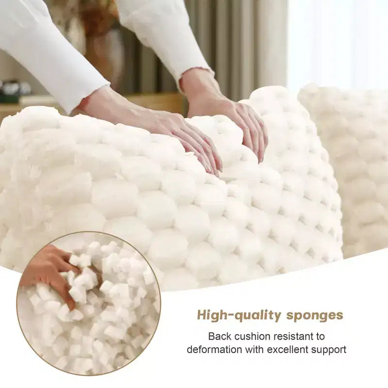 146 U-Shaped Modular Sofa Flannelette 4-Seater Ottoman Buckle No Assembly Cream