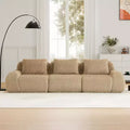 114 Modular Sectional Sofa Flannelette 3-Seater Deep Seat Buckle No Assembly Light Camel