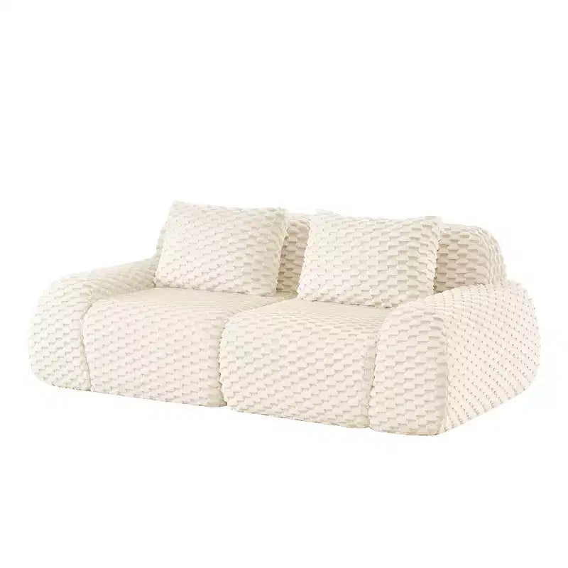 82 Modular Sectional Sofa Flannelette 2-Seater Deep Seat Buckle No Assembly Cream