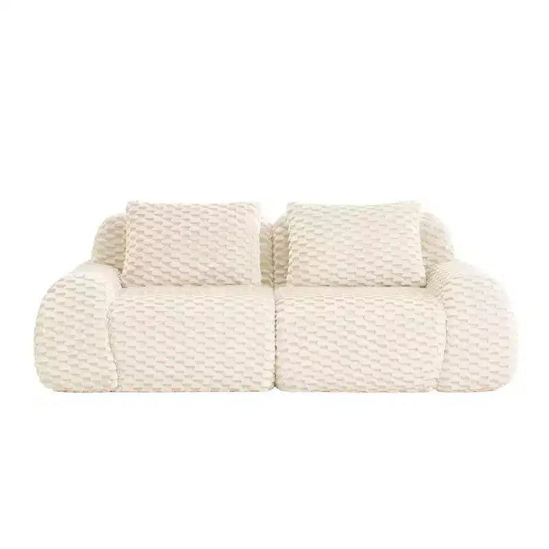 82 Modular Sectional Sofa Flannelette 2-Seater Deep Seat Buckle No Assembly Cream
