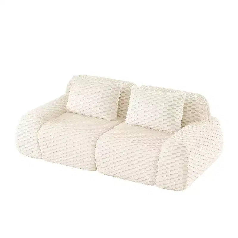 82 Modular Sectional Sofa Flannelette 2-Seater Deep Seat Buckle No Assembly Cream