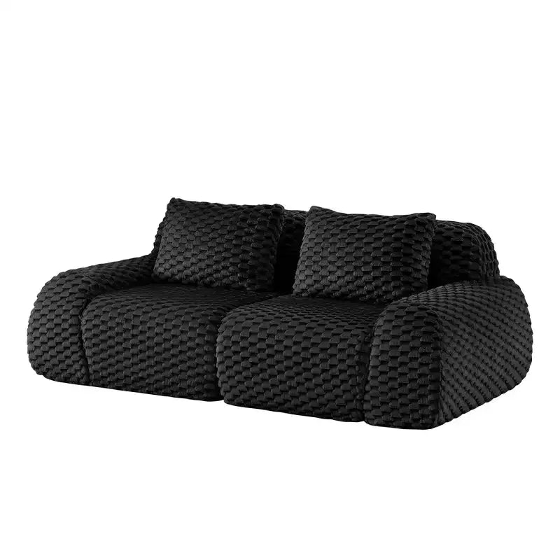 82 Modular Sectional Sofa Flannelette 2-Seater Deep Seat Buckle No Assembly Black