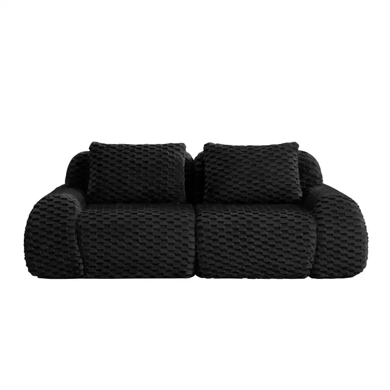 82 Modular Sectional Sofa Flannelette 2-Seater Deep Seat Buckle No Assembly Black