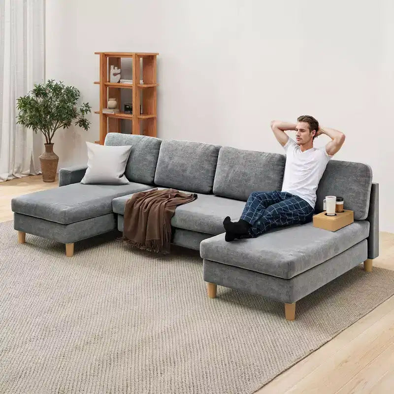 Balconera 109 U Shaped Modular Sectional Sofa 4 Seats Sectional Sleeper Sofa Comfy Couch with Armrests Easy To Assemble for Living Room Bedroom