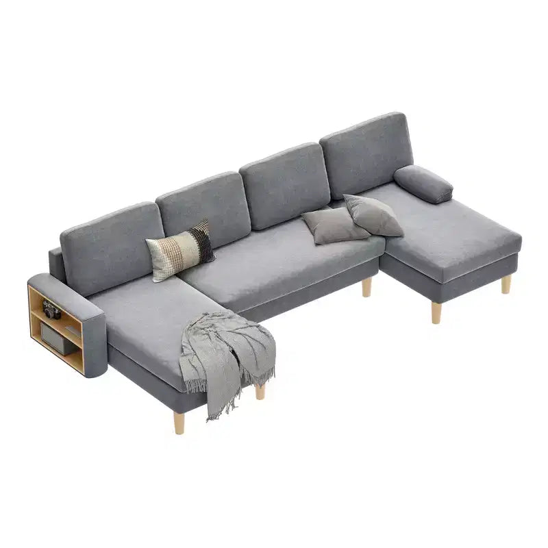 Balconera 109 U Shaped Modular Sectional Sofa 4 Seats Sectional Sleeper Sofa Comfy Couch with Armrests Easy To Assemble for Living Room Bedroom