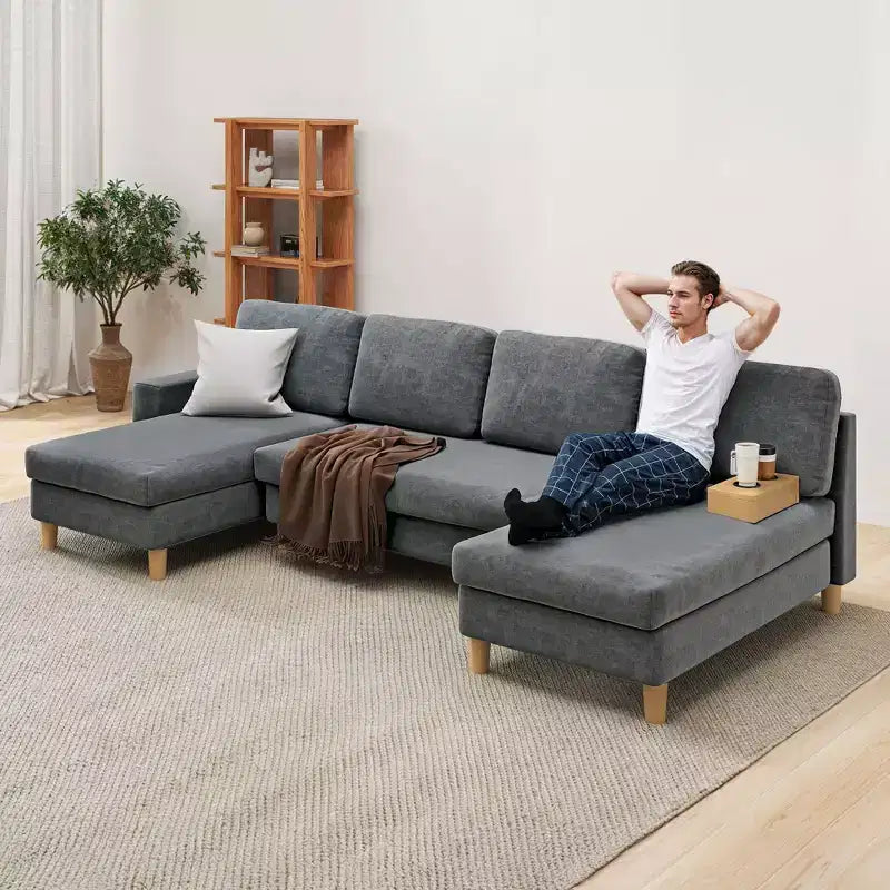 Balconera 109 U Shaped Modular Sectional Sofa 4 Seats Sectional Sleeper Sofa Comfy Couch with Armrests Easy To Assemble for Living Room Bedroom