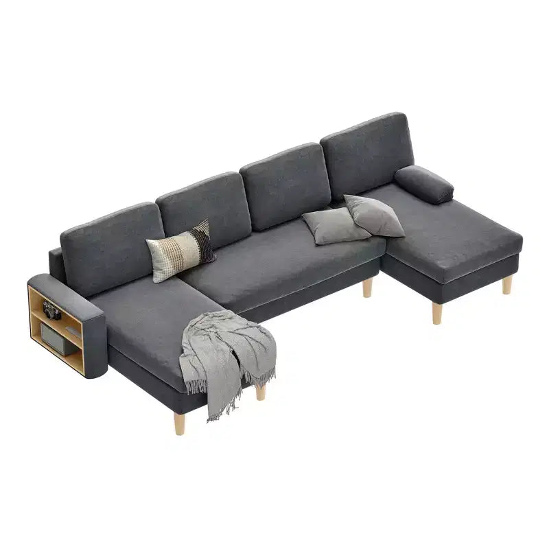 Balconera 109 U Shaped Modular Sectional Sofa 4 Seats Sectional Sleeper Sofa Comfy Couch with Armrests Easy To Assemble for Living Room Bedroom