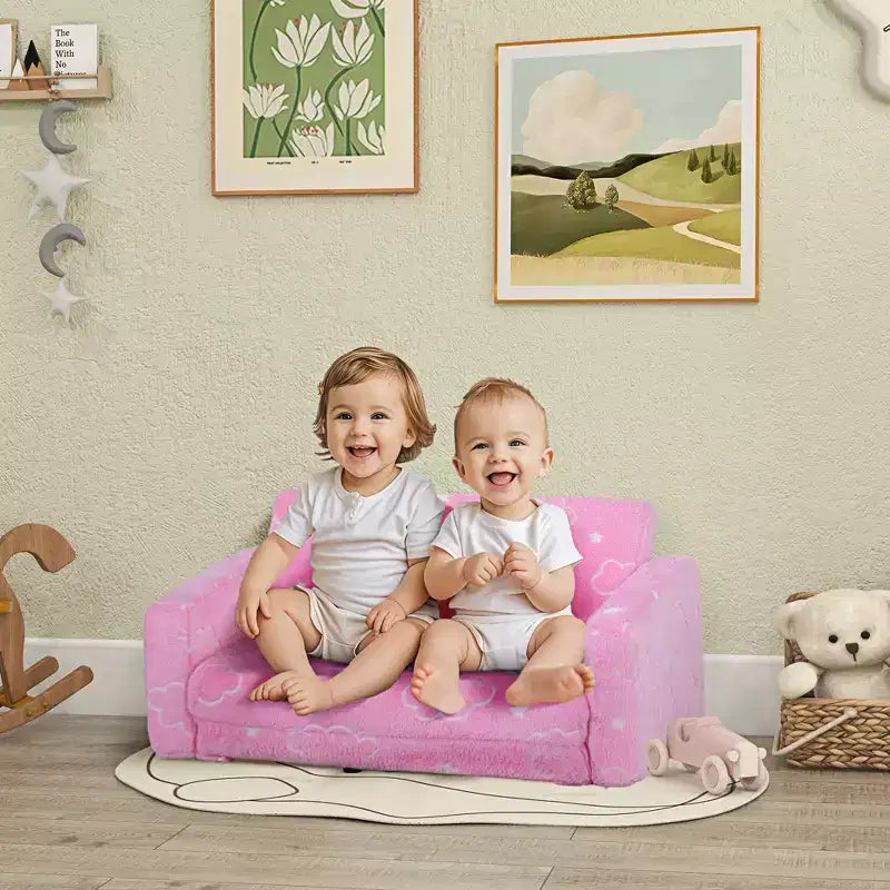 Couch with Glow in the Dark Cloud Pattern, Washable Cover