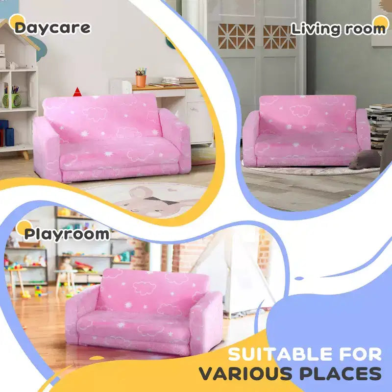 Couch with Glow in the Dark Cloud Pattern, Washable Cover