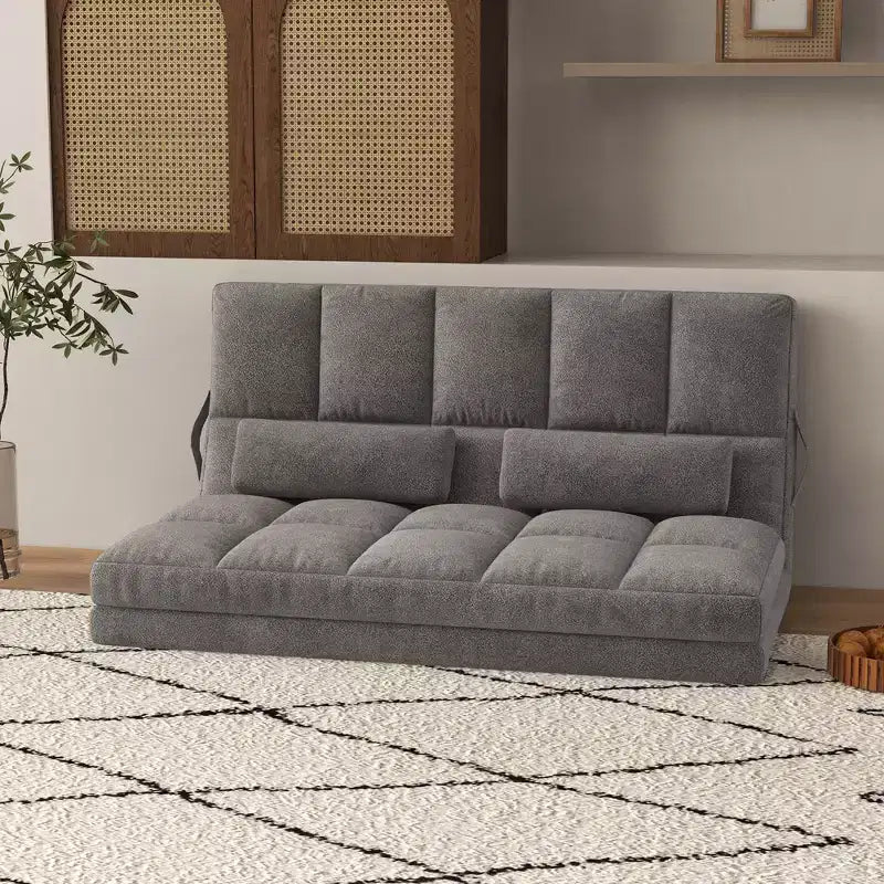 Recliner Sofa, Convertible Floor Sofa Chair with 2 Pillows, Adjustable Backrest and Headrest