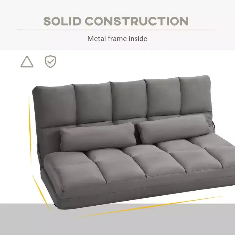 Recliner Sofa, Convertible Floor Sofa Chair with 2 Pillows, Adjustable Backrest and Headrest