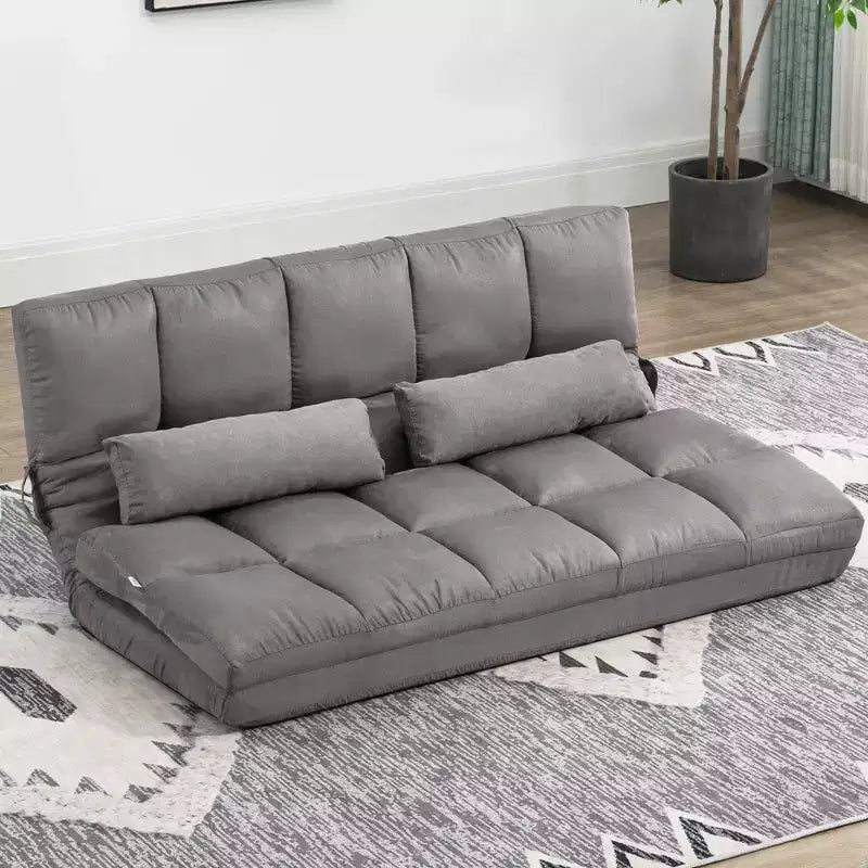 Recliner Sofa, Convertible Floor Sofa Chair with 2 Pillows, Adjustable Backrest and Headrest