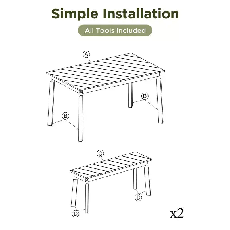 JVNOXK 3 Pieces Acacia Wood Table Bench Dining Set For Furniture With 2 Benches, Picnic Beer Table forPatio,Garden, Natural