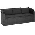 Shaped Patio Furniture Set w/Retractable Canopy, 7 Piece All Weather Heavy Duty Sofa Ideal for Garden, Porch, Backyard Black