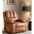 Recliner Chair, PU Leather Reading Recliner with Heat & Massage, Soft Lazy Boy Recliner Chair with 2 Cup Holders for Living Room, Bedrooms Nurseries