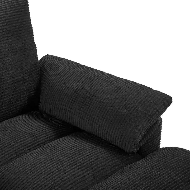 Whisen 116.9 Sectional Sofa, Modern U-Shaped Sectional Sofa, Corduroy Upholstered Couch with Ottomans, Cup Holders