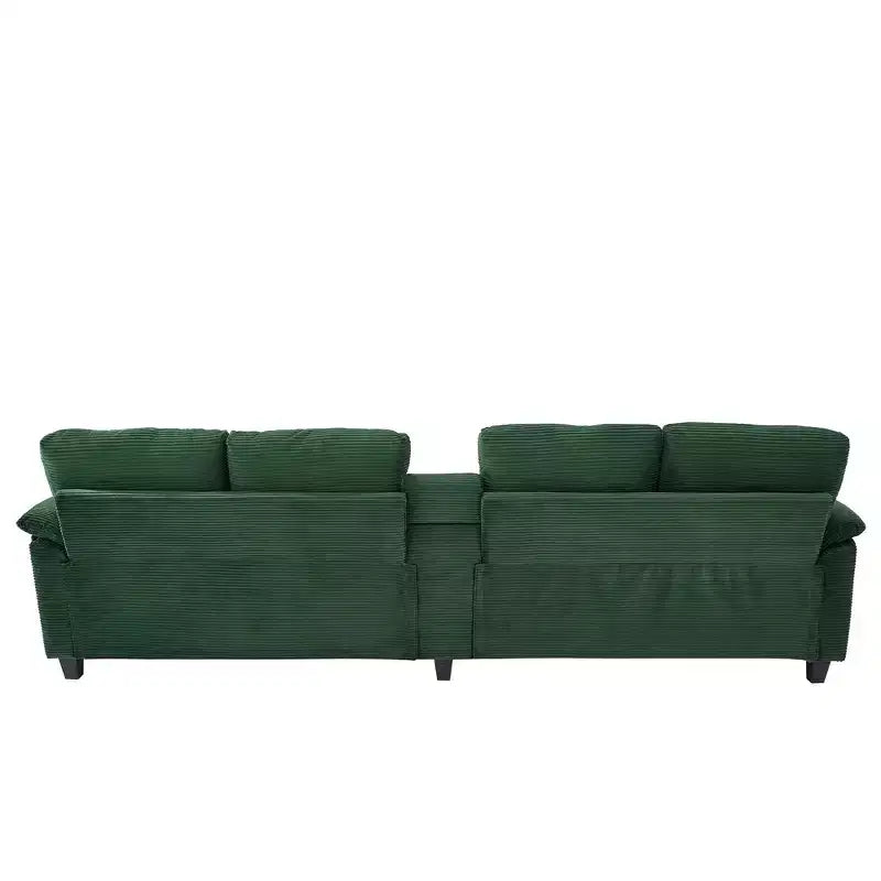 Whisen 116.9 Sectional Sofa, Modern U-Shaped Sectional Sofa, Corduroy Upholstered Couch with Ottomans, Cup Holders
