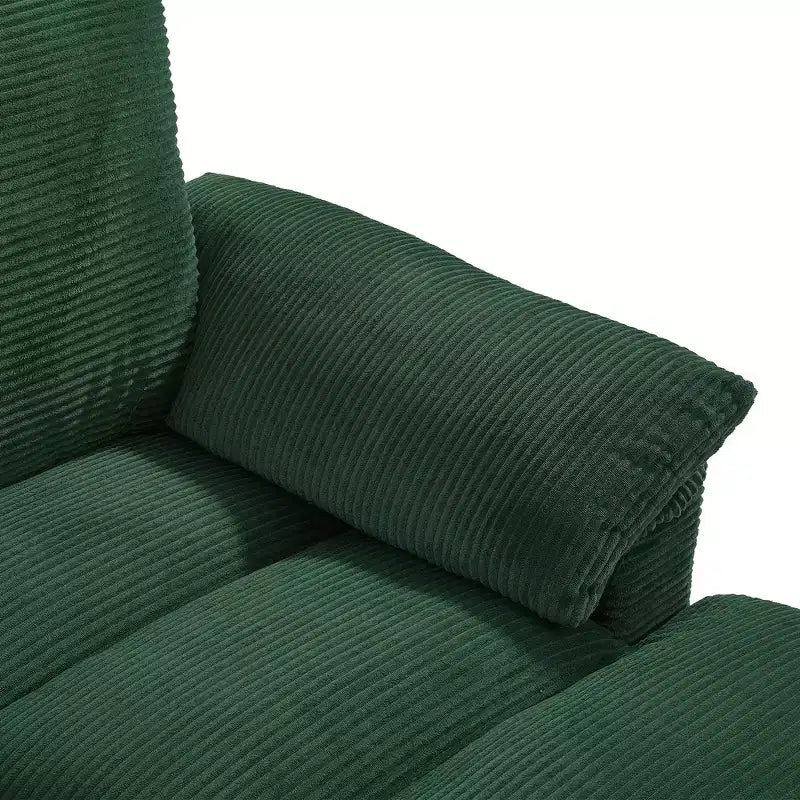 Whisen 116.9 Sectional Sofa, Modern U-Shaped Sectional Sofa, Corduroy Upholstered Couch with Ottomans, Cup Holders