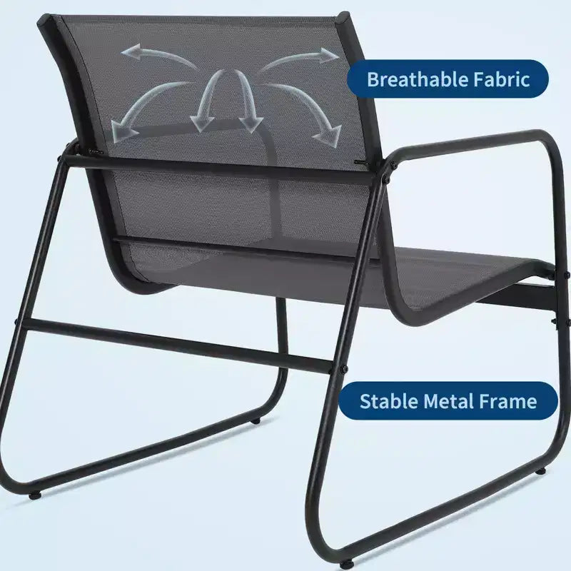Ensemble de patio 4 pièces avec tissu textilène et table en verre trempé Mobilier de conversation tout temps pour jardin, piscine, balcon
