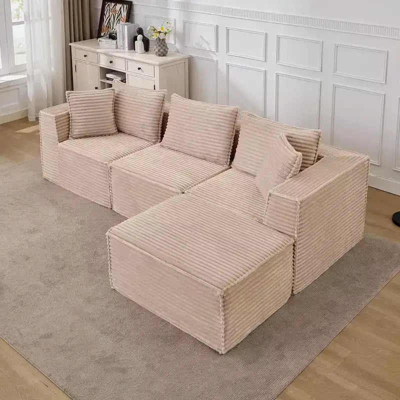 141 Modular Cloud Sectional Sofa with Ottoman - No Assembly Compression Packaged, Ultra Soft Memory Foam, Convertible Couch for Living Room