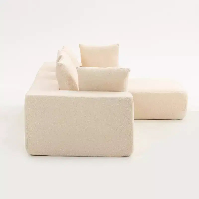 Whisen Modern L-Shaped Modular Sofa, Full Foam Compressed Sofa Couch with Soft Cushions, 5 Pillows