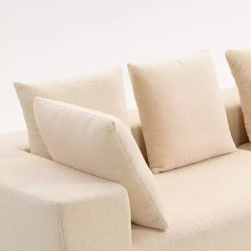 Whisen Modern L-Shaped Modular Sofa, Full Foam Compressed Sofa Couch with Soft Cushions, 5 Pillows