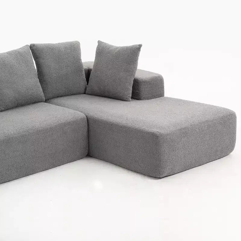 Whisen Modern L-Shaped Modular Sofa, Full Foam Compressed Sofa Couch with Soft Cushions, 5 Pillows