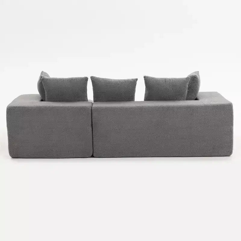 Whisen Modern L-Shaped Modular Sofa, Full Foam Compressed Sofa Couch with Soft Cushions, 5 Pillows