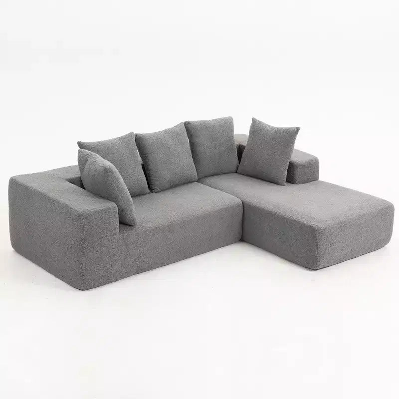 Whisen Modern L-Shaped Modular Sofa, Full Foam Compressed Sofa Couch with Soft Cushions, 5 Pillows