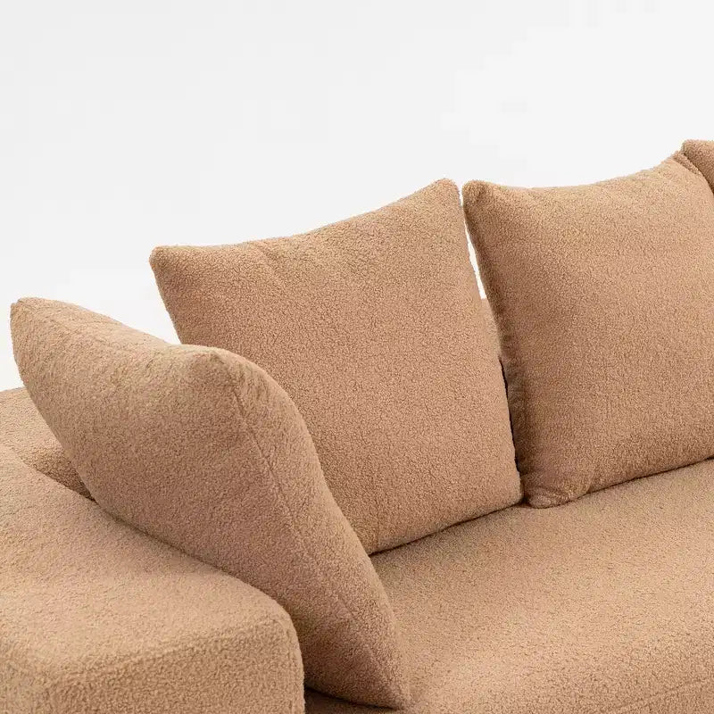 Whisen Modern L-Shaped Modular Sofa, Full Foam Compressed Sofa Couch with Soft Cushions, 5 Pillows