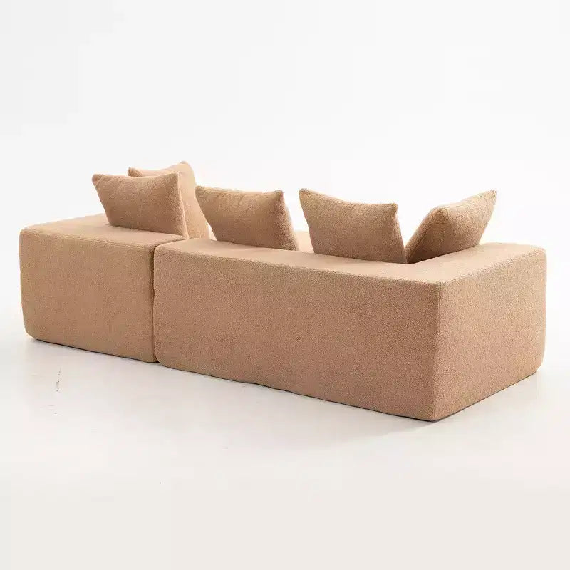 Whisen Modern L-Shaped Modular Sofa, Full Foam Compressed Sofa Couch with Soft Cushions, 5 Pillows