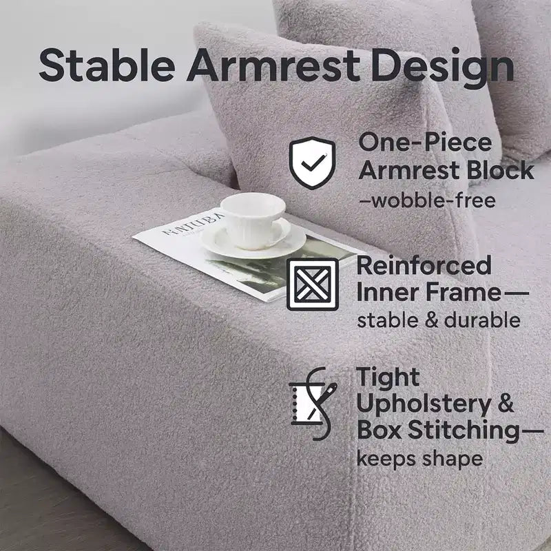 Whisen Modern L-Shaped Modular Sofa, Full Foam Compressed Sofa Couch with Soft Cushions, 5 Pillows