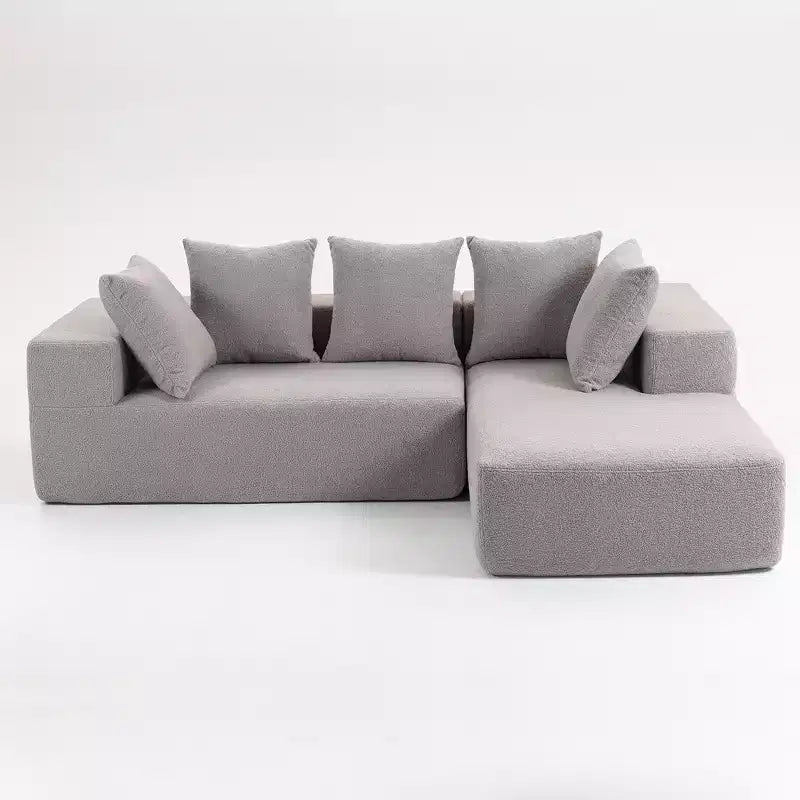 Whisen Modern L-Shaped Modular Sofa, Full Foam Compressed Sofa Couch with Soft Cushions, 5 Pillows