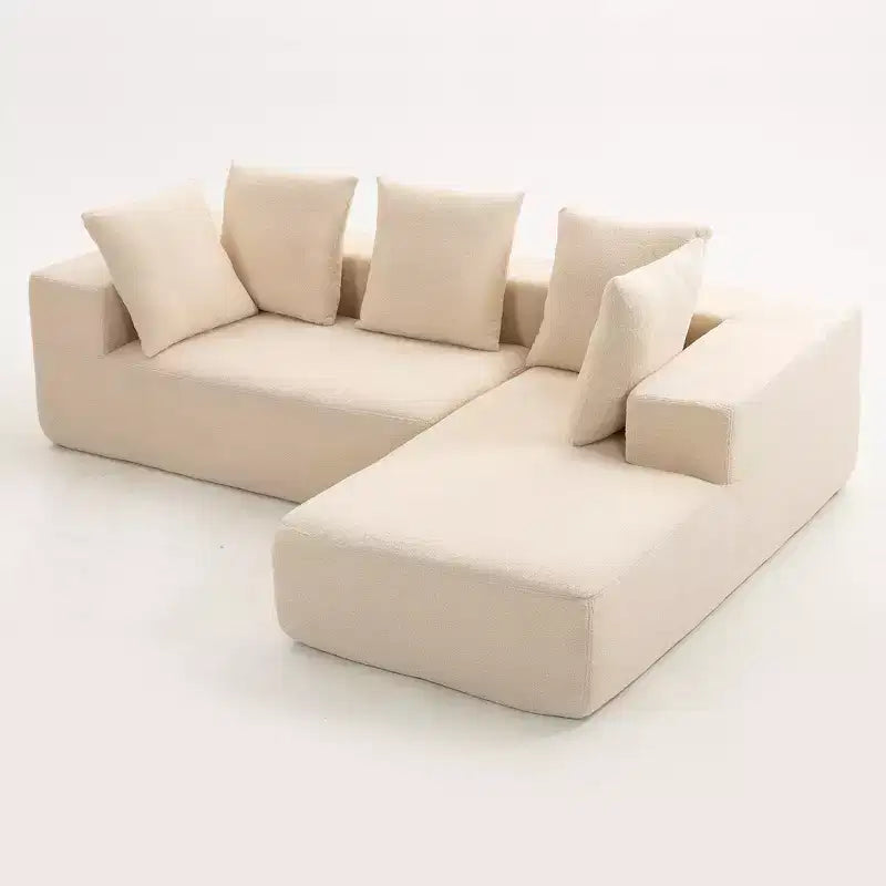 Whisen Modern L-Shaped Modular Sofa, Full Foam Compressed Sofa Couch with Soft Cushions, 5 Pillows