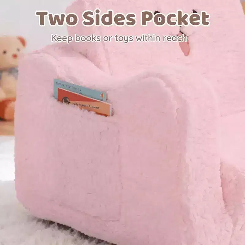 Kinder King Toddler Sofa Chair, 2-in-1 Foldable Baby Couch Flip Open Sofa Bed for Playroom, Pink