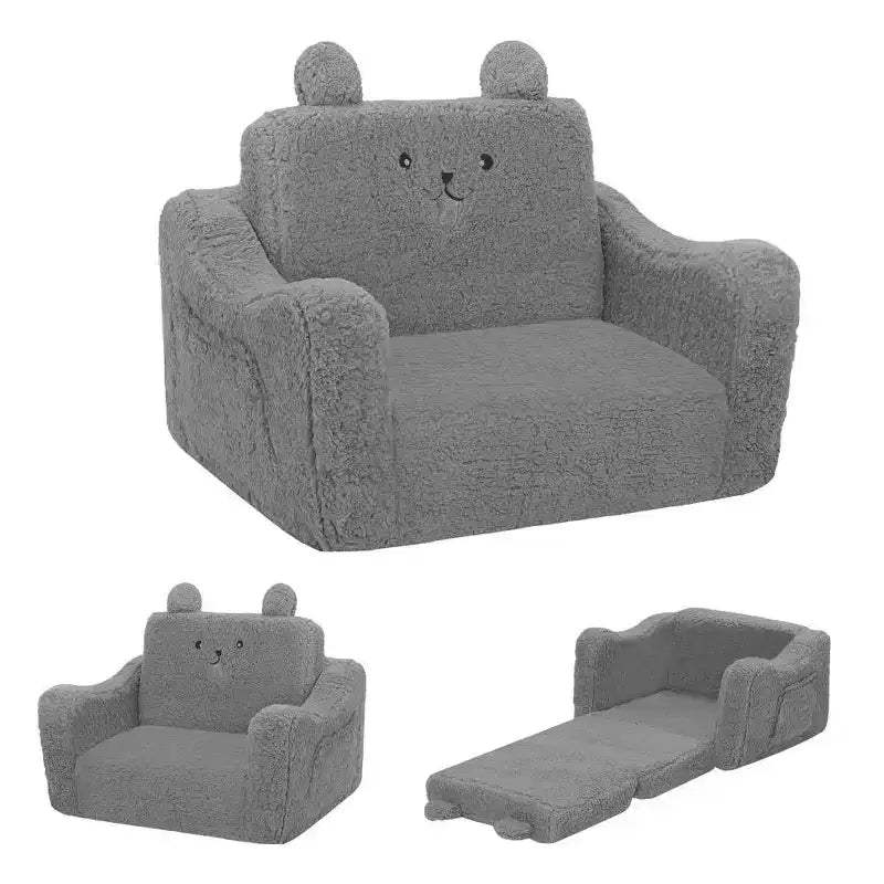 Kinder King Toddler Sofa Chair, 2-in-1 Foldable Baby Couch Flip Open Sofa Bed for Playroom, Pink