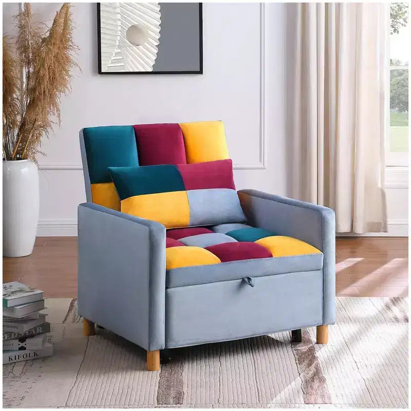 Convertible Sleeper Chair Bed with Pillow - 3-in-1 Single Sofa Chair for Lounge, Bedroom, Living Room