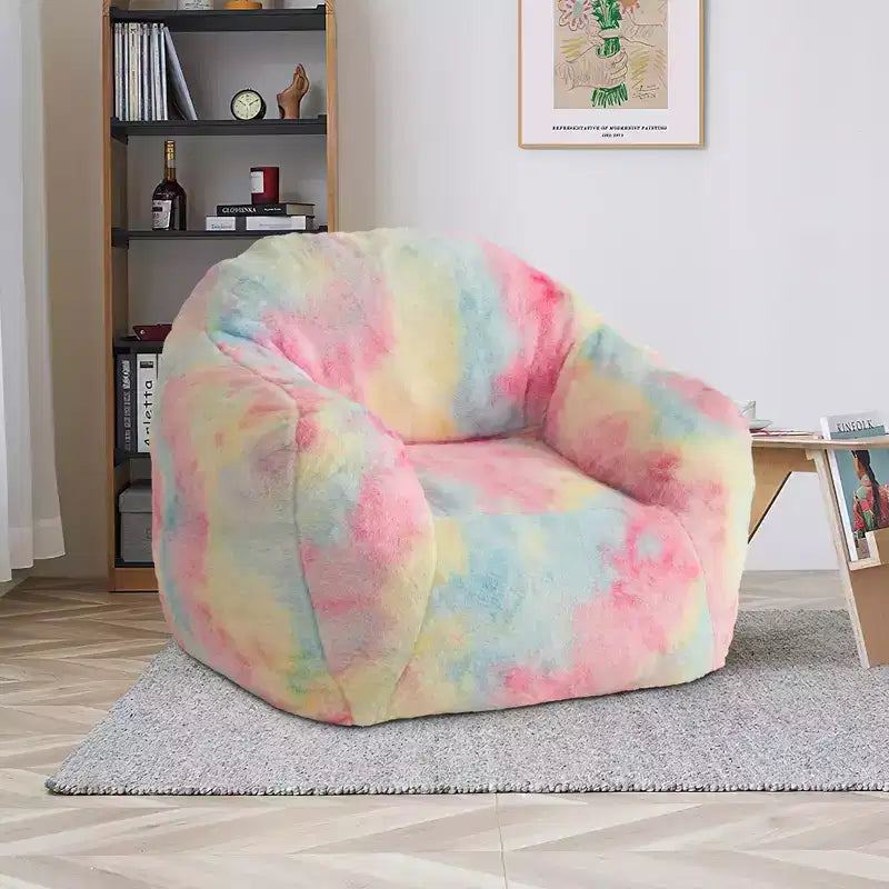 Bean Bag Chair with Armrest and Backrest,Plush Faux Fur Memory Foam Lounger,Ergonomic Beanbag Sofa Chair Sofa for Living Room,Bedroom,Office Pink