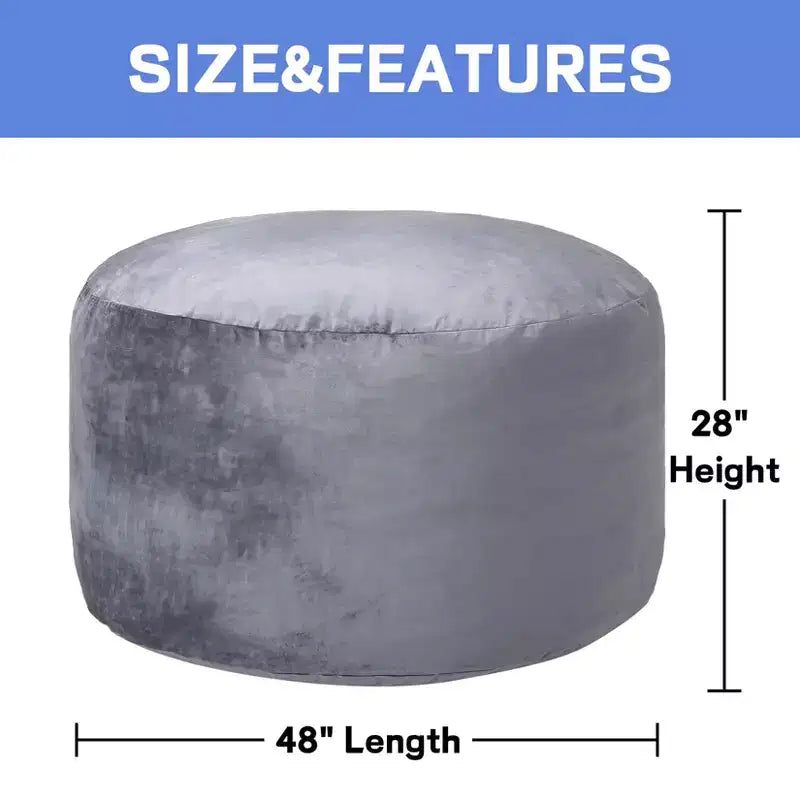 Bean Bag Chair for Teens Adults Round Giant Beanbag Chairs with Foam Filled, Living Room Furniture Sofa Chair Lazy Sofa with Velvet Fabric