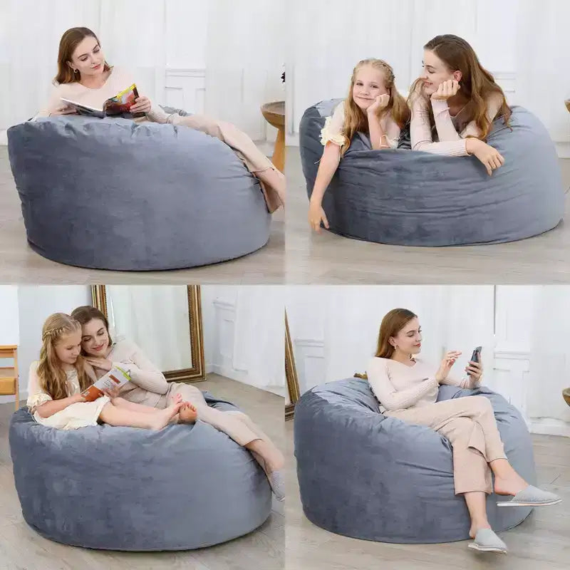 Bean Bag Chair for Teens Adults Round Giant Beanbag Chairs with Foam Filled, Living Room Furniture Sofa Chair Lazy Sofa with Velvet Fabric