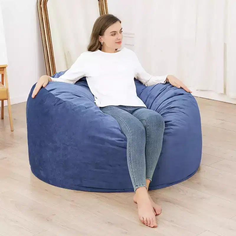 Bean Bag Chair for Teens Adults Round Giant Beanbag Chairs with Foam Filled, Living Room Furniture Sofa Chair Lazy Sofa with Velvet Fabric