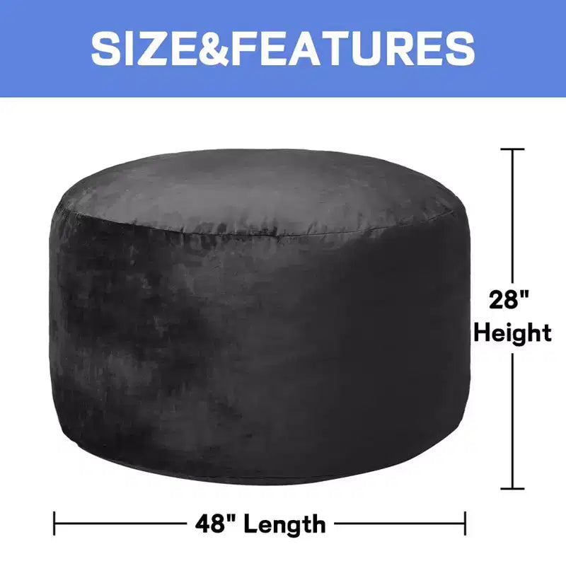 Bean Bag Chair for Teens Adults Round Giant Beanbag Chairs with Foam Filled, Living Room Furniture Sofa Chair Lazy Sofa with Velvet Fabric