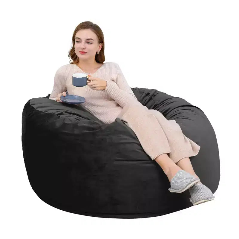 Bean Bag Chair for Teens Adults Round Giant Beanbag Chairs with Foam Filled, Living Room Furniture Sofa Chair Lazy Sofa with Velvet Fabric